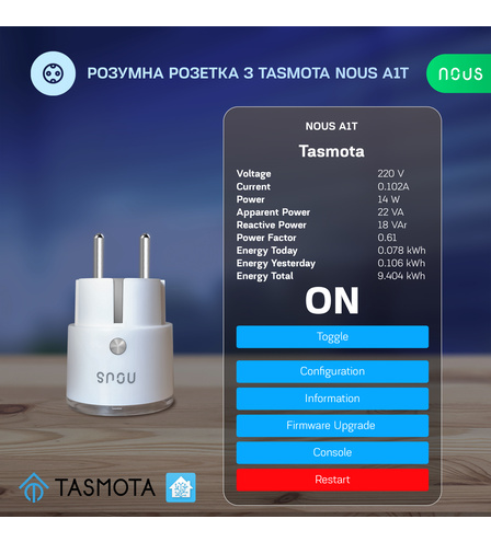 Розумна розетка з Tasmota NOUS A1T
