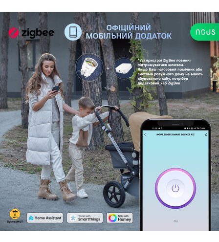 Розумна розетка NOUS ZigBee Smart Socket A1Z (2шт)