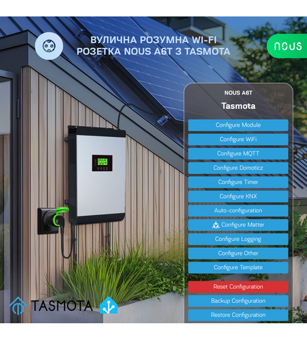 Вулична розумна Wi-Fi розетка Nous A6T з Tasmota