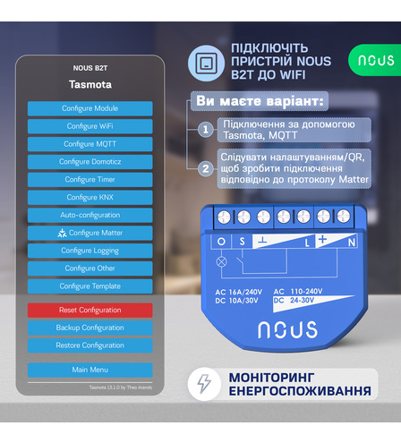 Розумний WiFi перемикач Nous B2T