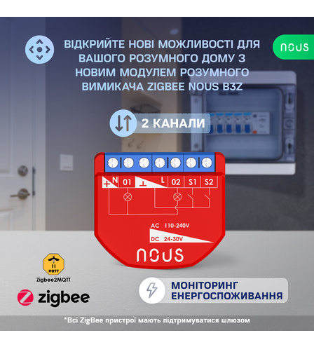 Розумний ZigBee перемикач Nous B3Z