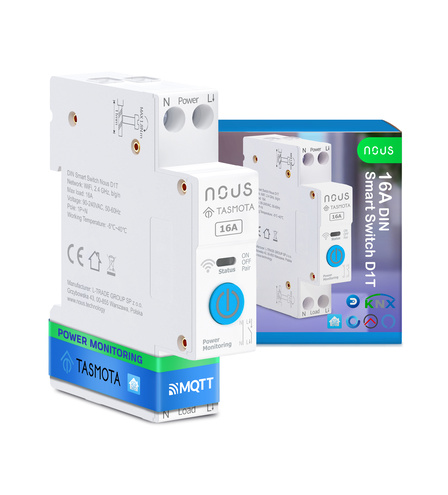 Розумний вимикач Nous D1T DIN 16A з Tasmota (ESP32)