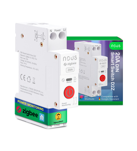 Розумний вимикач Nous D2Z DIN ZigBee 20A