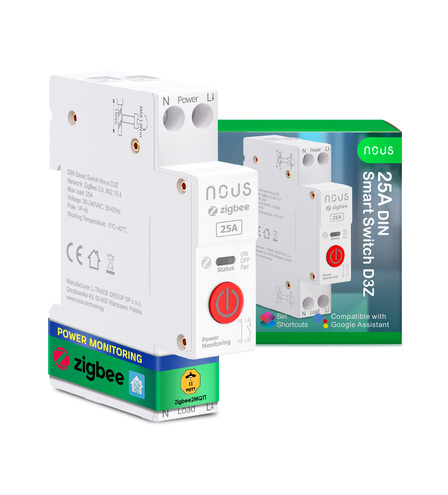 Розумний вимикач Nous D3Z DIN ZigBee 25A