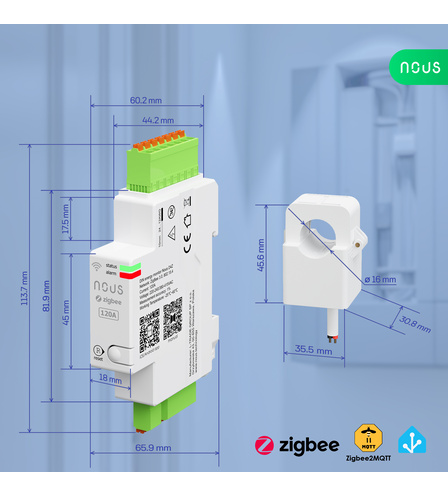 Розумний енергомонітор Nous D4Z DIN ZigBee 120A