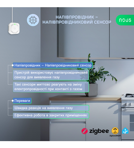 Розумний побутовий ZigBee датчик горючих газів NOUS E9