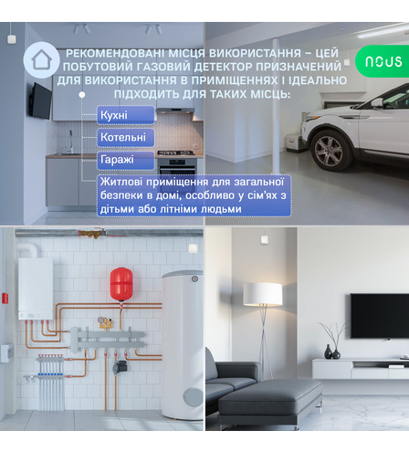 Розумний побутовий ZigBee датчик горючих газів NOUS E9