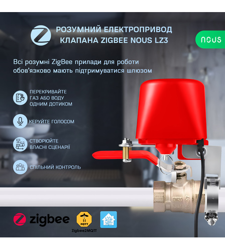 Розумний електропривод Клапана ZigBee Nous LZ3