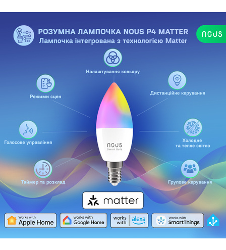 Розумна лампочка NOUS Smart Wifi Bulb P4