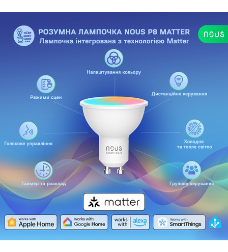 Розумна лампочка NOUS Smart Wifi Bulb P8